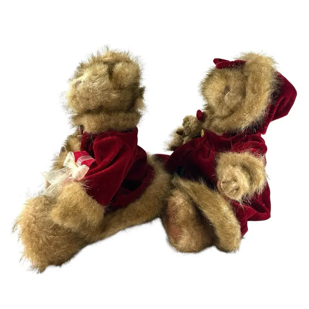 Tender Hearted Collectibles 12” Christmas Teddy Bear Pair Plush Holiday Decor